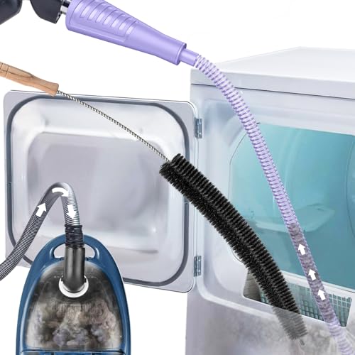 Sealegend 2 Pieces Dryer Vent Cleaner Kit, Dryer Vacuum Hose Attachment and Flexible Lint Brush, Dryer Vent Cleaning Tools for Crevice Lint Trap‌, Purple - color: Purple