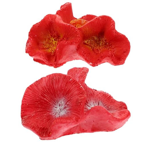 INOOMP 2Pcs Artificial Coral Aquarium Decoration Resin Fish Shrimp Habitat Cave Fish Tank Ornament Non Toxic Realistic Fake Coral Landscape for Freshwater and Saltwater Tanks