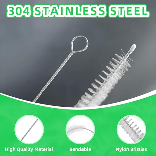 Cleaning Brushes for Reusable Drinking Straws, Set of 5, Long Wire Handle, Bottle and Straw Cleaner for Stanley Mug, Sippy Cup, Water Bottle and Tubes, Reusable and Flexible - color: white001