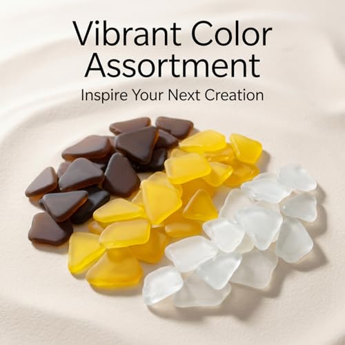 Sukh 15 OZ Frosted Sea Glass - Sea Glass Vase Fillers for Crafts Beach Beads Large Beach Pieces vase fillers for Home Decor Aquarium DIY Crafts (Black Tea & Clear & Orange Mix) - color: Black Tea & Clear & Orange Mix