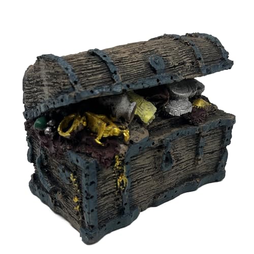 Mipukbay Treasure Chest Fish Tank Decorations, Funny Aquarium Decor Ornament for Small Aquarium and Fish Tank, Safe Landscape Rock Cave for Betta Fish, Goldfish and Aquatic Pets - size: Treasure Chest