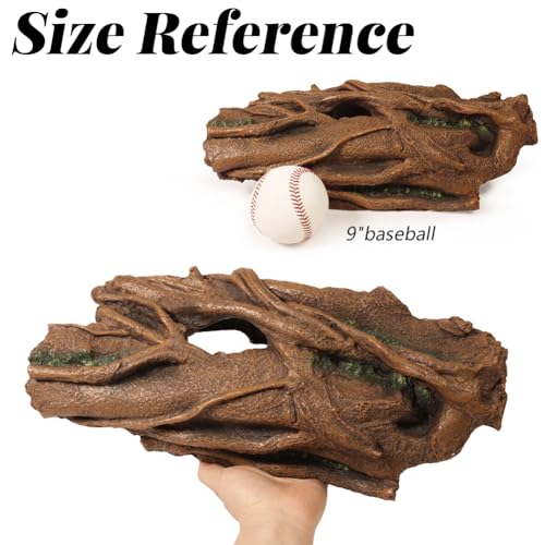 Fish Tank Decorations XL 13.4" Large Bearded Dragon Tank Accessories Driftwood for Aquarium Natural Hollow Tree for Shrimp or Betta Fish Hideout Reptile Tank Accessories