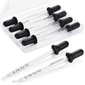 Herain Glass Eye Dropper-8pcs, Long Pipette Dropper Bent & Straight Tips, 1 ml Droppers for Essential Oils, Lab, Crafts, Measuring and Transferring a Variety of Liquids - style: Large Rubber Bulb-8pcs-Long Bent Straight