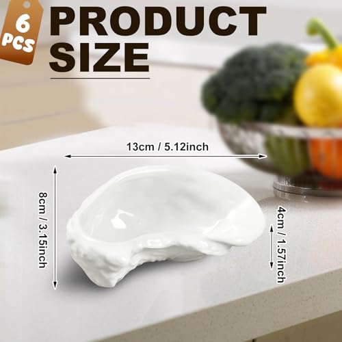 Reallnaive 6 Pcs Ceramic Oyster Shells Reusable Oyster Grilling Shells Large Clam Baking Dish Platter Plate for Cooking Shrimp Scallops Clams Seafood of All Kind