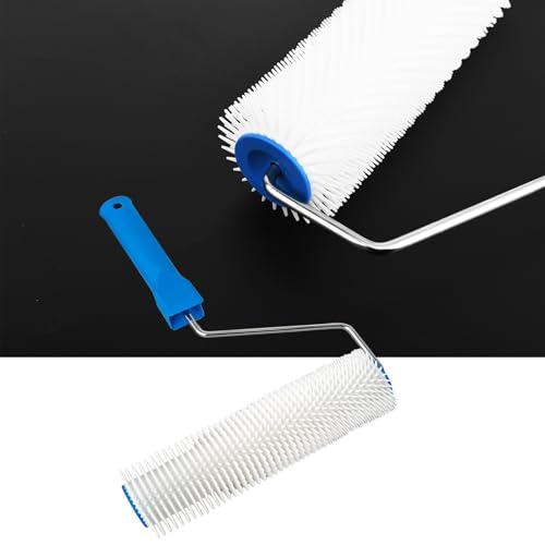 Self-Levelling Cement Tool Kit,Spike Roller for Self Leveling Cement,Epoxy Floor Tools,Roller Brush,Floor Construction Roller Spiked Shoes,Stainless Steel Scraper Self-Leveling Rake(Blue)
