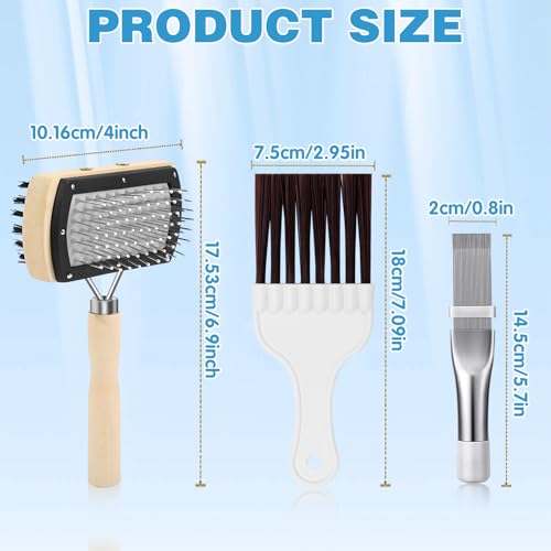 CANIPHA 3Pcs Air Conditioner Condenser Fin Cleaning Brush Refrigerator Coil Cleaning Brush Supplies, Stainless Ac Coil Cleaner, Evaporator Coil Cleaner, Mini Split Cleaning Kit Fridge Cleaner Tool - color: 3pcs