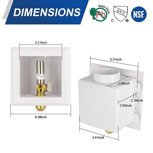 EFIELD Universal Ice Maker Box,1/2-Inch Push fit Inlet Connection with Installed 1/4-Turn Ball Valve with Stainless Steel Arrestor,(IM031) - size: with SS Arrestor, style: Push Fit