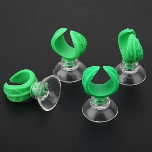 4 Pcs Green Aquarium Airline Tube Holders – Leaf Design Suction Cup Clips for 18-24mm Tubing, Adjustable Fish Tank Air Tube Clamps(S: 1.46cm) - size: S: 1.46cm