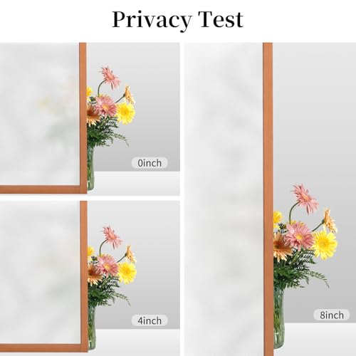 Niviy Frosted Glass Window Privacy Film 23.6 x 118 Inch Static Cling Bathroom Window Frosting Film Day and Night Privacy Windows Cling Home Glass Door Cover - color: White, size: 23.6"x 118"
