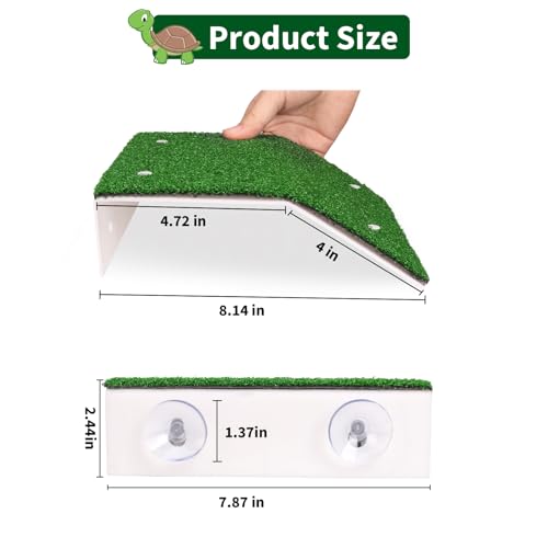 Lawn Basking Platform for Turtle, Simulated Grass Terrace, Tortoise Ramp Climbing Ladder Resting Terrace,Turtle Fish Tanks Aquarium Decor, Tanks Accessories for Hermit Crab
