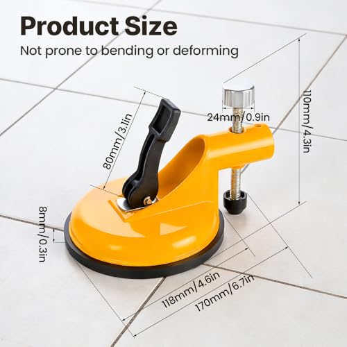 2026 New Adjustable Height Setter Professional Countertop Leveling Tool, Floor Gap Fixer Tool Powerful Tile Leveling Tools with Vacuum Lifting Clamps Rubber for Granite, Marble (Yellow*2) - color: Yellow*2