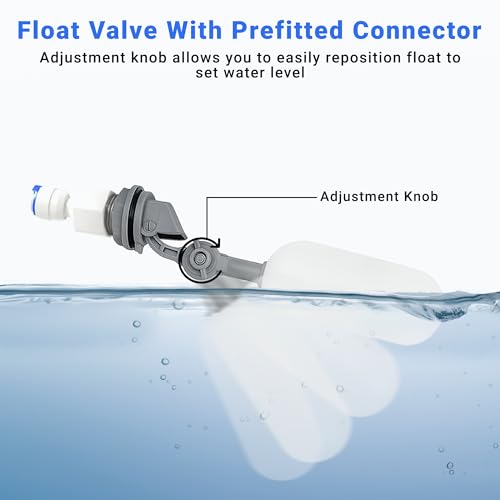RO/DI Float Valve Kit for Reef Tank & Aquarium ATO – Auto Top Off System for Reverse Osmosis – Includes Shut-Off Valve, Float and check Valves, Tubing & Cutter