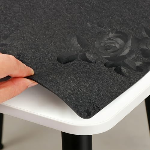 Floral Table Cover Protector Table Craft Mat, 42 x 60 Inch Upgraded 2.0mm Thick, Floral PVC Table Top Protector for Dining Room, Waterproof Black Desk Pad Mat, Easy to Wipe & Cut - size: 60" x 42" (Rectangular)