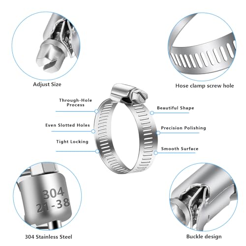20 Pack Stainless Steel Adjustable Hose Clamp Adjustable Worm Gear Pipe Fuel Line Hose Clamps Heavy Duty for Plumbing 7/8'' - 1-1/2'' (21-38mm) - size: 20 pcs (7/8'' - 1-1/2'')