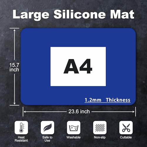 Silicone Mat for Kitchen Counter, Silicone Mat Trimable to Size (Classic blue, 23.6×15.7inch-2PCS), BPA-Free Silicone Placemat, Heat-Resistant NonSlip Table Mat for Air Fryer, Countertop Protector Mat - color: Classic blue, size: (L - 23.6''x 15.7‘’x 0.05