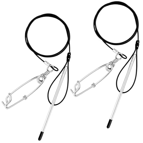 Soulchen 2 Pcs 3ft Heavy Duty Fish Stringer with Shark Clip Stainless Steel Cable Fish Holder Spearfishing Stringer for Scuba Diving Freediving Spearfishing Kayak Fishing and Game - color: Black