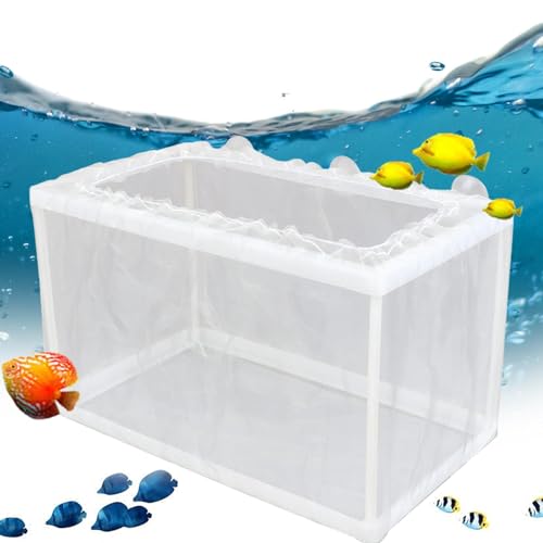 Aquarium Breeding Box - Mesh Box Fish Breeding Tanks, Aquarium Breeder Box, Fish Fry Hatchery, Juvenile Separation Net with Suction Cups, Nursery for Guppy Shrimp - color: large
