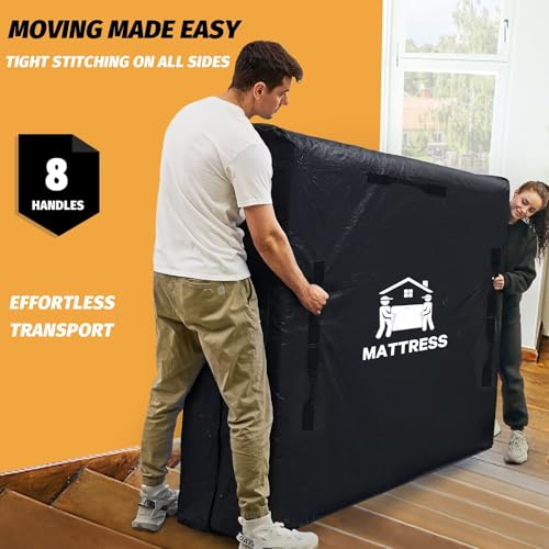 Mattress Bags for Moving, BETU Mattress Protector Waterproof Mattress Cover Crib Size Storage Bags with 8 Heavy-Duty Handles and Zipper for Bed Extra Thick Large Reusable (52"x28"x6.5",Black) - color: Black, size: Cribe 1 Pack (52"x 28"x 6.5")