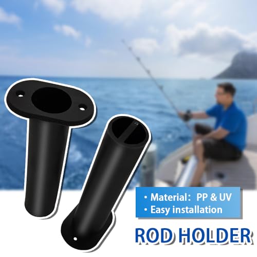 Fishing Rod Holder Plastic with UV 90 Degree Flush Mount 2PCS for Yacht and Boats - style: Black