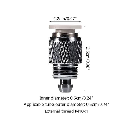 CO2 Check Valve, Aluminum Elbow Adapter for Aquarium CO2 Systems, Avoids Backflow into Regulators, M10x1 Male/Female Thread, Fits 6x4mm Tubing, Adjustment Flow - size: External thread to quick-connect MQ-6