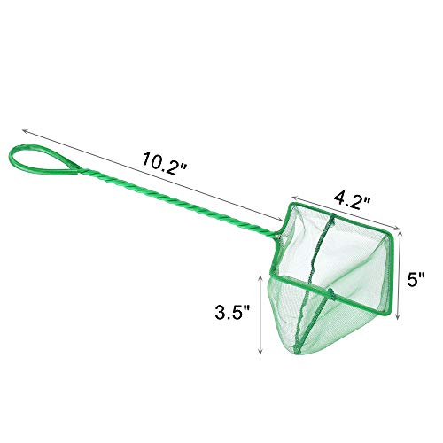 2 Pcs Aquarium Fish Net, 5 inches Fine Mesh Quick Catch Fish Net for Fish Tank Betta Fishing Net - color: Green, size: 5" (2-Pack)