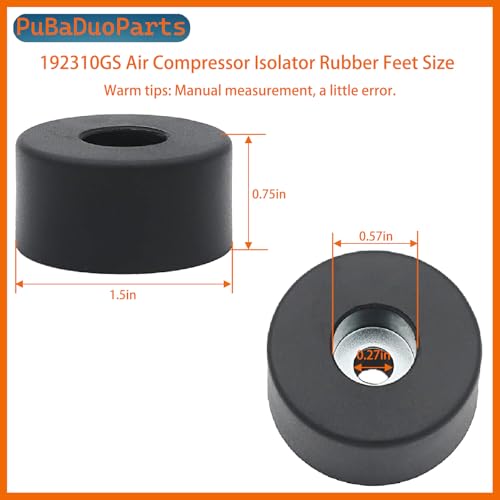 8 Pack 192310GS Anti Vibration Rubber Feet, Air Compressor Isolation Pads with Stainless Steel Nuts & Washers,for 094-0026, E106661, D091007, for Generators, Pressure Washers, Speaker Cabinets