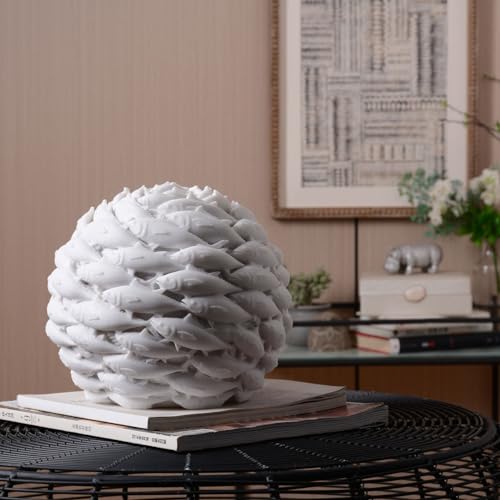 HAUCOZE Modern Sculpture Home Decor Fish Figurine Statue Abstract Art Table Centerpiece Gift for Living Room Polyresin 13.0 Inch