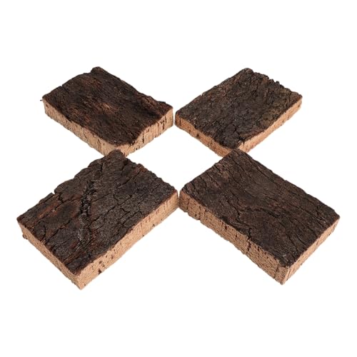 4pcs Natural Cork Bark for Terrarium, Reptile Climbing Background, Aquarium Wood Decoration Bark Hiding for Frogs Lizards Snakes 3.94x2.56 - size: 10.00X6.50X2.00CM