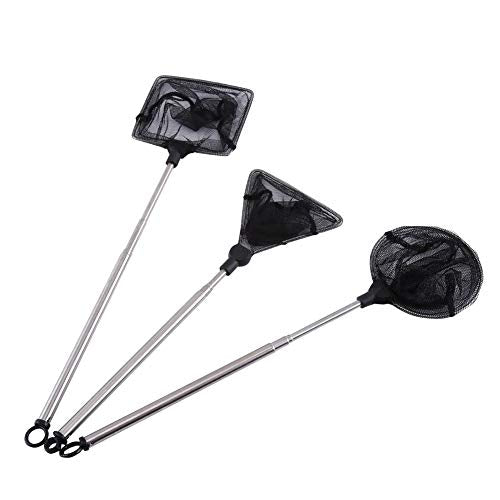 Fishing Landing Net Fish Aquarium Accessories Net Fish Net Fish Skimming Net Goldfish Net Mini Adjustable Telescopic Fishes Shrimps Landing Net for Aquarium Fishbowl Fish () - color: Square