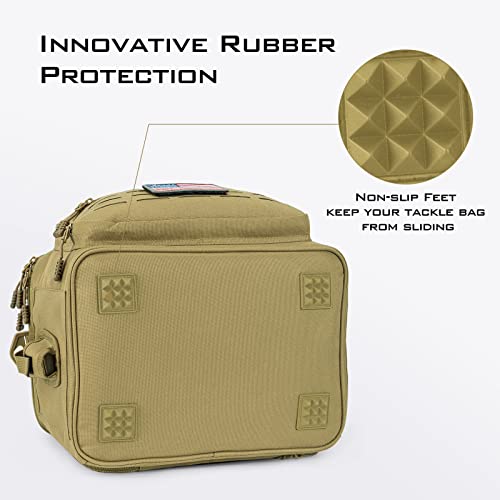 KastKing Karryall Fishing Tackle Bags with 4 * 3600 Tackle Trays - Saltwater & Freshwater Fishing Gear Storage - color: Khaki, size: Medium - 4*3600 Trays