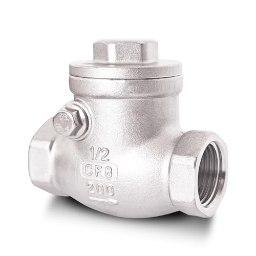 1/2" NPT Horizontal Check Valve, Stainless Steel Non Return Swing Check Valve, Level One Way Counterflow Valve to Prevent the Medium Backflow for Oil Water Gas Air（1/2", DN15） - size: 1/2"-NPT