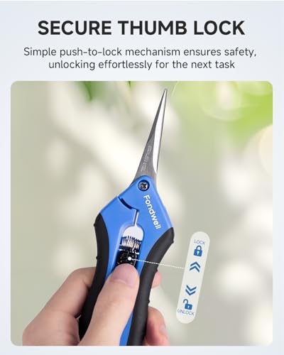 Fondwell 6.5" Garden Scissors Plant Shears: Micro Tip Pruning Shears with Curved Blades - Lightweight Bonsai Scissors - style: 6.5" Curved