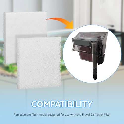 Magluv C4 Poly Foam Pad Fit for Fluval C4 Power Filter White Filter Foam Aquarium Filter Pad Media Replacement, 6-Pack (C4) - color: C4