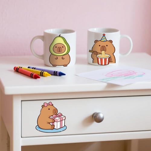 Peacoblue 18 Sheets Rub on Transfers for Crafts, Capybara 3.6"x3.9" UV DTF Cup Wraps Waterproof Cold Transfers Stickers for Wood Glass Metal Cup Tumblers Mirrors Mugs Home Decor - style: Capybara