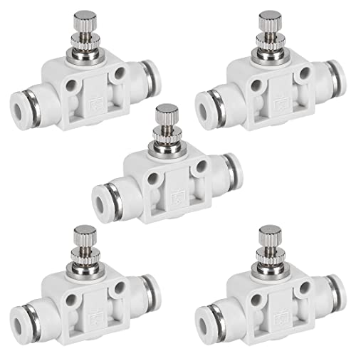 uxcell Air Flow Control Valve, In-line Speed Controller Union Straight, Pneumatic Connector Valve, 4mm Tube Outer Diameter 5Pcs