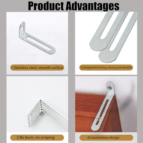 2"x1"x0.5"Adjustable Right Angle Brackets Metal L Bracket Heavy Duty 90 Degree Corner Fastener L-Shape Corner Brace Support Silver Shelf Bracket , 10Pcs - size: 2"x1", style: SILVER/10PCS