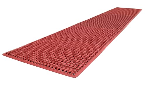 Rhino Mats, K-Series Comfort Tract Anti-Fatigue Drain-Thru Beveled Floor Mat, Drainage Non-Slip Grease-Resistance for Kitchen, Restaurant, Pool, Gym, Bar or Patio (Terra Cotta, 3' x 15' x 0.5") - size: 3' x 15' x 0.5" Terra Cotta