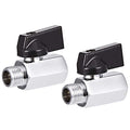 2 Pack Brass Mini Ball Valve 1/4" NPT Female x Male Thread Shut-Off Valve (1/4" NPT) - size: 1/4" NPT