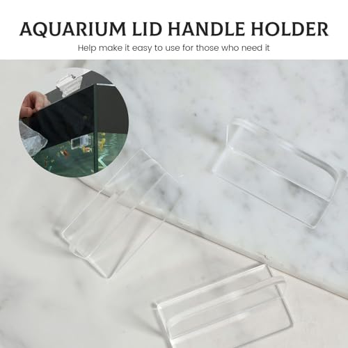 4 Pcs Transparent Aquarium Lid Handles with Adhesive, Acrylic Fish Tank Cover Handles, Transparent Fish Tank Lid Handle, Adhesive Tank Lid Replacement, Easy to Install for Aquarium Fish Tank Lid