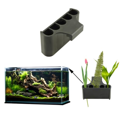 Aquarium Plant Holder,Fish Tank Plant Holder,Aquarium lid Clips,Aquarium Plant Pot,Hydroponic Fish Tank Planter, Aquatic Plant Cup for Aquascape Decorations (Black, 1PCS Rimless) - color: Black, size: 1PCS Rimless