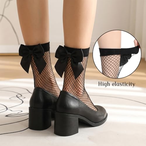3 Pairs Fish Net Socks for Women, Nylon Mesh See Through Socks, Stretchy Fishnet Ankle Sock, Black Mesh Sock for Women Girls Daily Cosplay Summer Party Wear