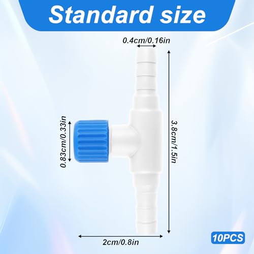Psyqtsuary Aquarium Air Valve, 10 Pcs Aquarium Air Pump Control Valves T Shaped Single Way Plastic Air Flow Control Regulator Aquarium Air Pump Accessories for Fish Tank 3/16" ID Tubing (Blue White) - color: Blue, White