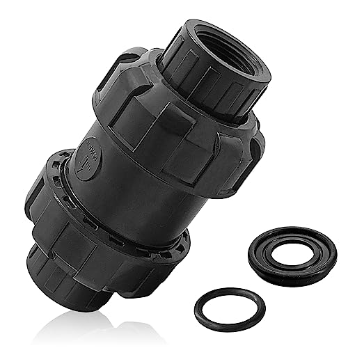 1in NPT PVC Spring Check Valve, UPVC Swing Utility Water One Way Check Valve, Sch80 Pool Ball Check Valve for Backflow Prevention - size: 1''NPT