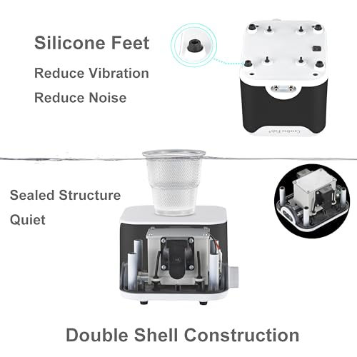 Carefree Fish 5/10W Aquarium Air Pump Dual Outlets Super Quiet Oxygen Pump with 6Ft Silicone Anti-Shedding Tubing and 2 Bubble Stones - size: 5W