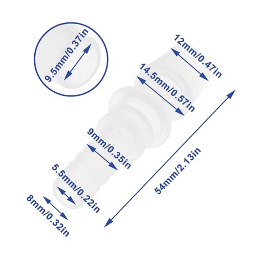 8Pcs Straight Hose Pipe Connector 8mm to 12mm Plastic Reducing Fitting for Garden Watering - size: 8mm to 12mm