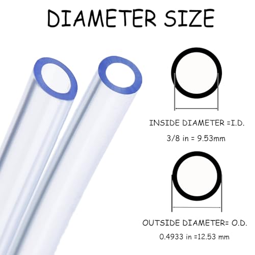 10 Feet PVC- 3/8" ID Clear Vinyl Tubing Food Grade Multipurpose Tube for Beer Line, Kegerator, Wine Making, Aquaponics, Air Hose - size: 3/8" ID, style: 10 Feet