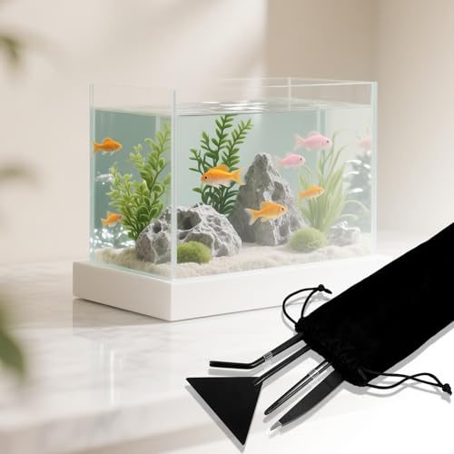 15Inch Extra Long Design Aquarium Aquascaping Tool Stainless Steel Aquascape Tools Kit 4 in 1 Anti-Rust Fish Tank Starter Kit with Long Tweezers Scissors Spatula for Aquarium Plants (Black) - color: Black