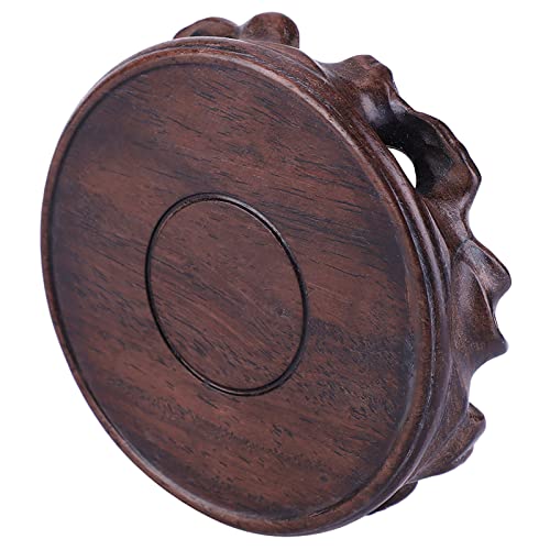 Solid Wood Round Pedestal Wooden Display Stand Vintage Home Decor for Tea Cups Potted Plants Fish Tanks with Retro Style Compact Size 3.5 Inch Inner Diameter (Black Inner Diameter 9 Height - size: Black inner diameter 9 height 2.5 cm