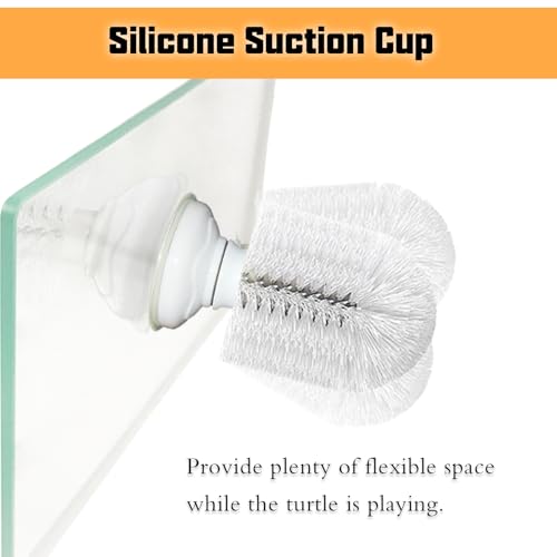 Turtle Brush with Suction Cup, Screw The Upgraded Turtle Scrub Brush Tightly on The Glass, It is Not Easy to Fall Off and Slide, Helping The Turtle Remove Dirt on The Back and Abdomen.
