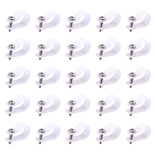 Swpeet 60 Pack White 5/8 Inch Nylon Plastic R-Type Cable Clips Clamp Kit, Nylon Screw Mounting Cord Fastener Clips with 60 Pack Screws for Wire Management (5/8 Inch, White) - color: White, size: 5/8 Inch